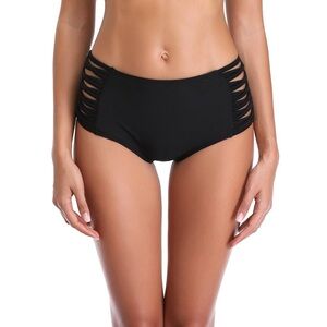 Relleciga Black High Waisted Strappy Sides Bikini Bottoms